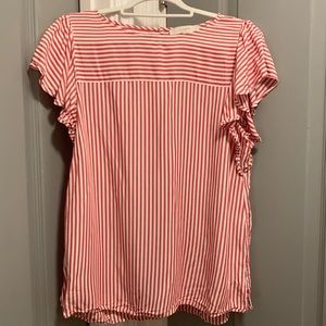 Loft Top Red and Cream Stripe